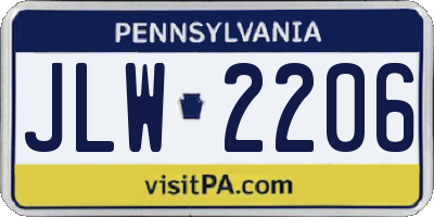 PA license plate JLW2206