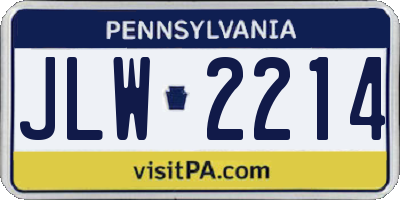 PA license plate JLW2214