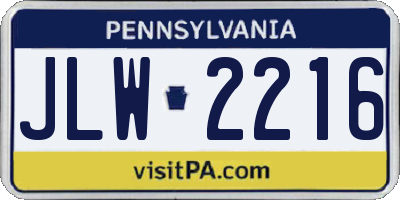 PA license plate JLW2216
