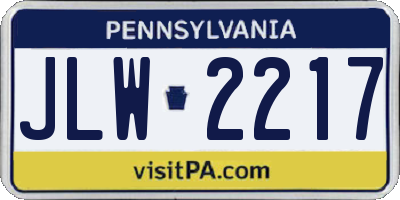 PA license plate JLW2217