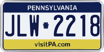 PA license plate JLW2218