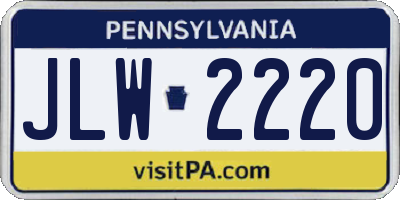 PA license plate JLW2220