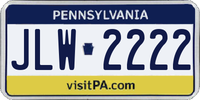 PA license plate JLW2222