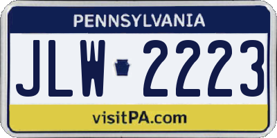 PA license plate JLW2223