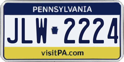 PA license plate JLW2224
