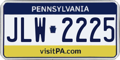 PA license plate JLW2225