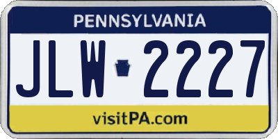 PA license plate JLW2227