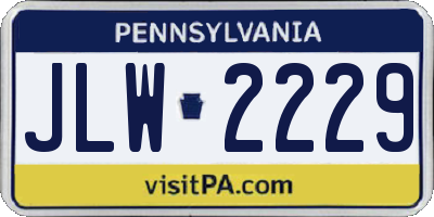 PA license plate JLW2229