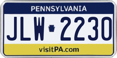 PA license plate JLW2230