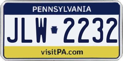 PA license plate JLW2232