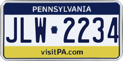 PA license plate JLW2234