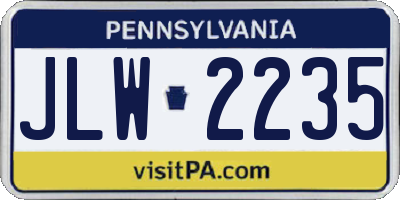 PA license plate JLW2235
