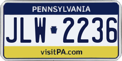 PA license plate JLW2236