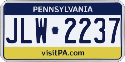 PA license plate JLW2237