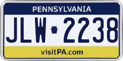 PA license plate JLW2238