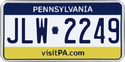 PA license plate JLW2249