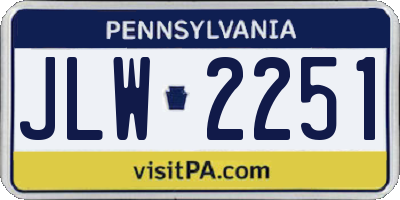 PA license plate JLW2251