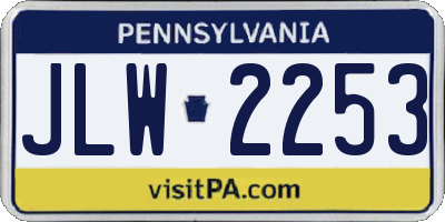PA license plate JLW2253