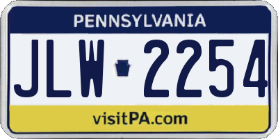 PA license plate JLW2254