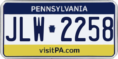 PA license plate JLW2258