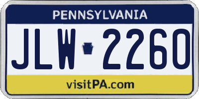 PA license plate JLW2260
