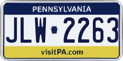 PA license plate JLW2263