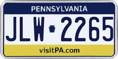 PA license plate JLW2265