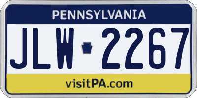 PA license plate JLW2267