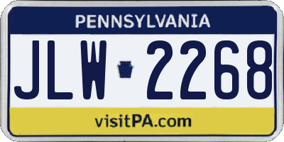 PA license plate JLW2268