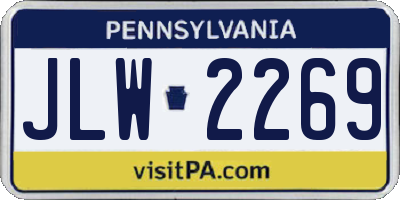 PA license plate JLW2269