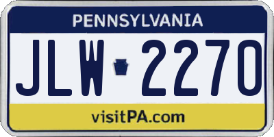 PA license plate JLW2270