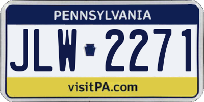 PA license plate JLW2271