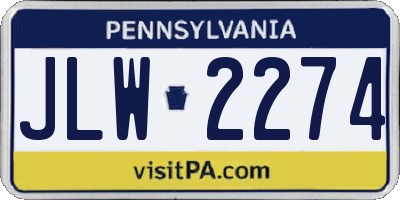 PA license plate JLW2274