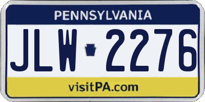 PA license plate JLW2276