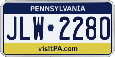 PA license plate JLW2280