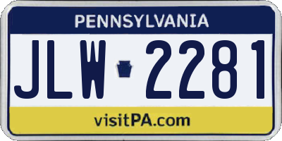 PA license plate JLW2281