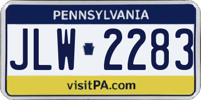 PA license plate JLW2283