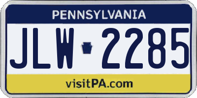 PA license plate JLW2285