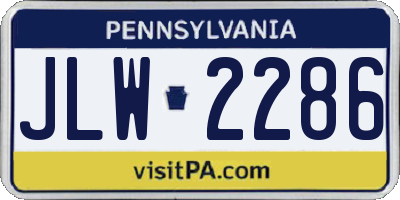 PA license plate JLW2286