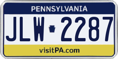 PA license plate JLW2287