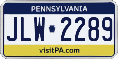 PA license plate JLW2289