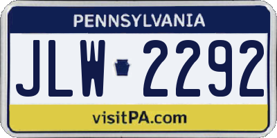 PA license plate JLW2292
