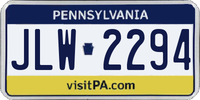 PA license plate JLW2294