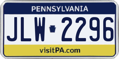 PA license plate JLW2296