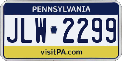 PA license plate JLW2299