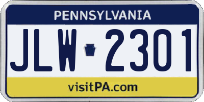 PA license plate JLW2301