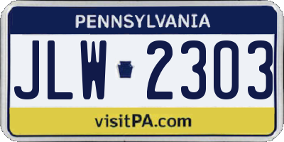 PA license plate JLW2303