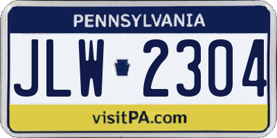 PA license plate JLW2304