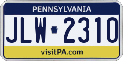 PA license plate JLW2310