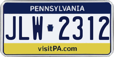 PA license plate JLW2312